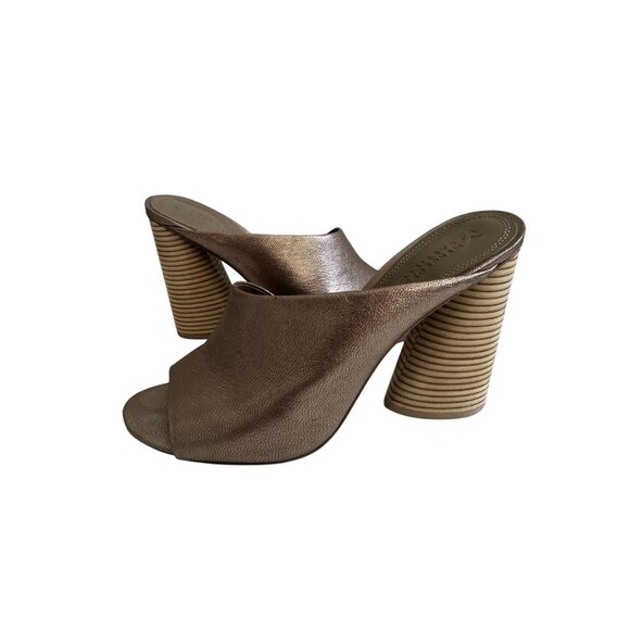 MERCEDES CASTILLO Pewter Metallic Leather Sandals Size 9.5 - Picture 6 of 12